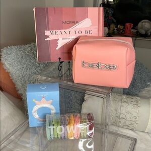 bebe Pink Makeup Bag with Moira 'Meant To Be' Pink Eyeshadow Palette & More NWT
